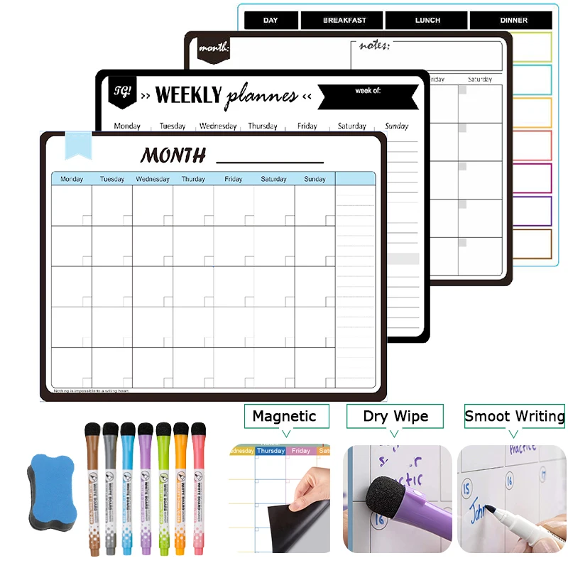 Magnetic Whiteboard Weekly Monthly Planner Calendar Sadhu Board for Note  Fridge Stickers Erasable Dry Erase Blackboard for Wall