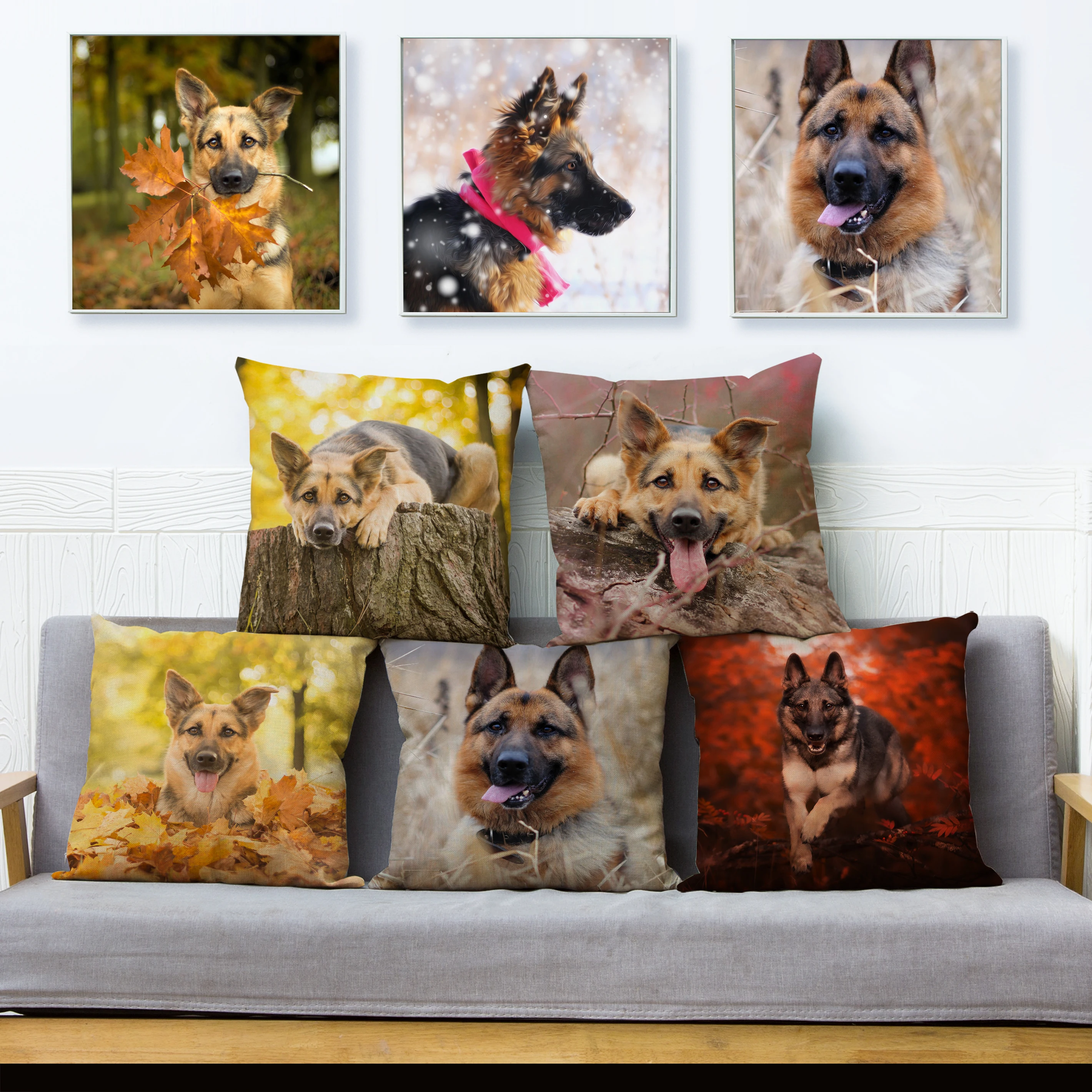 

Симпатичная наволочка для домашних животных с рисунком собаки, верной немецкой овчарки, 48 стилей, дизайнерский диван, домашний декор, 45x45 см,...