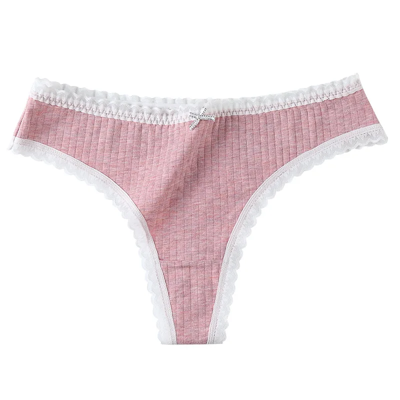 

Ladies Fashion Cotton Silk Sntibacterial Healthy Breathable Thong Lace Sexy Seamless panties Low Waist G String Underwear Women