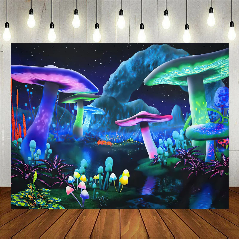 

Психоделический гриб, Виниловый фон, фантазия, растение, стена, галактика, космос, звездное ночное небо, настенное украшение для комнаты