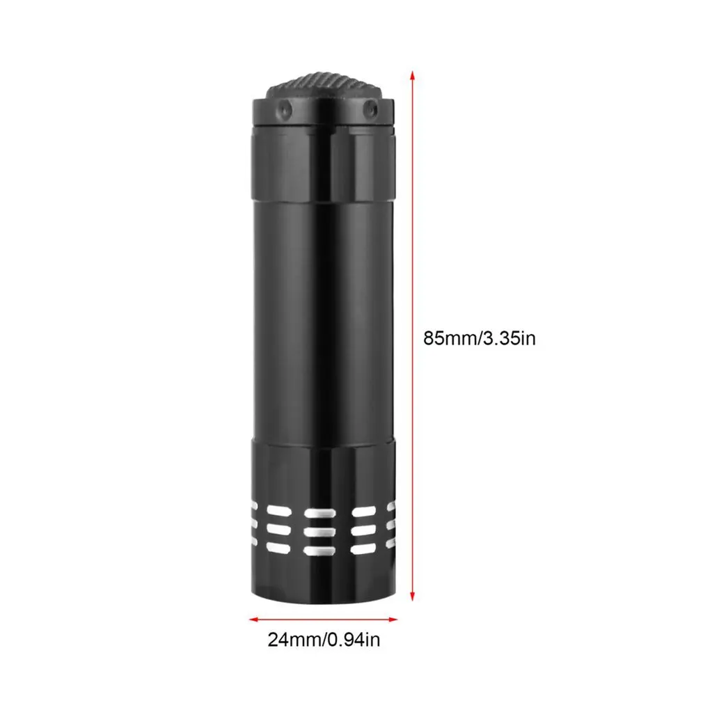

Premium Bright Light Stable Power Supply Outdoor Mini Aluminum Portable Ultra Blacklight 9 LED Flashlight Torch Light Lamp
