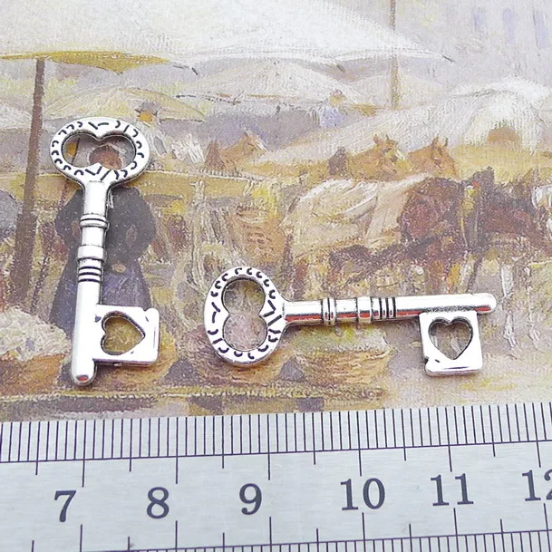 

Supplies For Jewelry Making 10pcs 34x12mm Antique Silver Color Key Charms