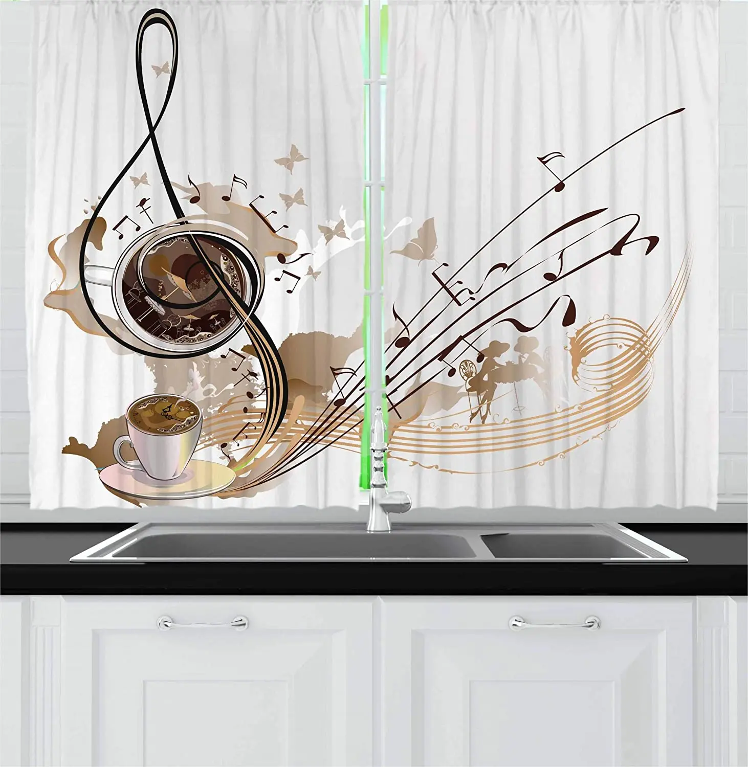 

Кофейные кухонные шторы с музыкальными нотами, шторы в виде кофейных зерен для спальни, домашние оконные шторы для гостиной