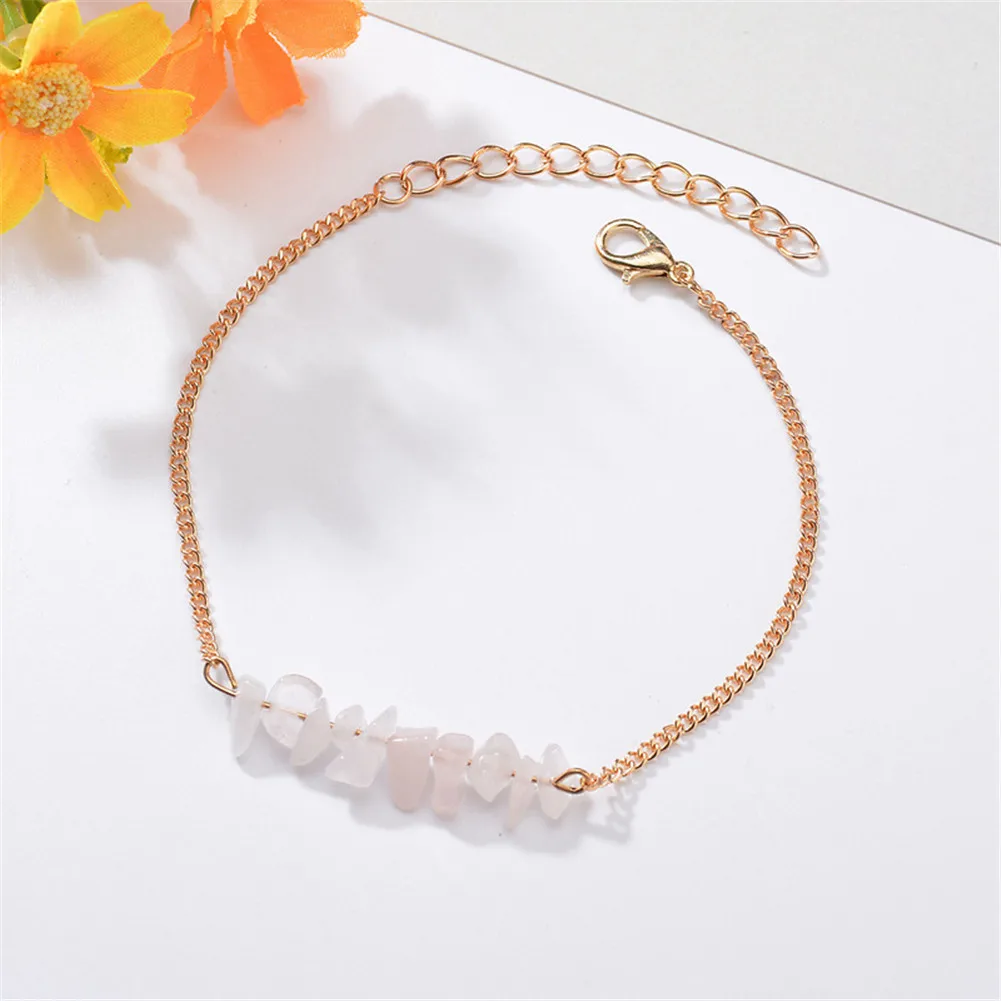 

Natural Stone Crystal Bracelets For Women Men's alloy gold color Chain Simplicity Handmade Bracelets For Couples Jewelry