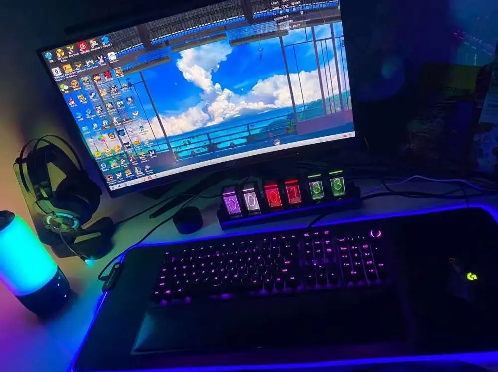 Хит продаж одежда 6 бит RGB светодиодный светящийся цифровые часы газоразрядный