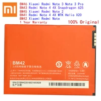 original bm45 bm46 bm42 bn41 bn43 battery for xiaomi redmi note 4 4x 3 2 note2 note3 note4 replacement mobile phone bateria