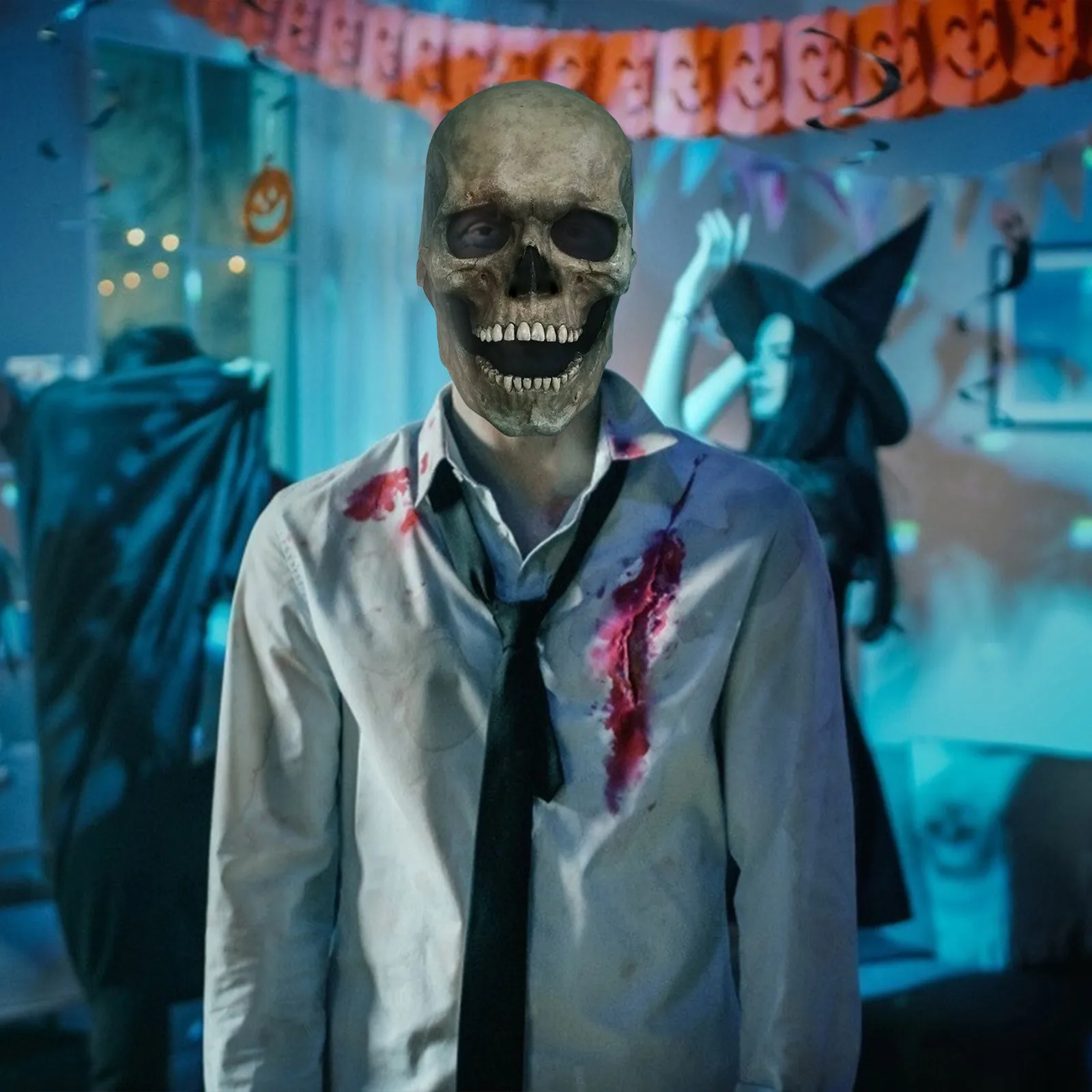 Маска с черепом на всю голову для Хэллоуина косплей ужасная маска шлем подвижным