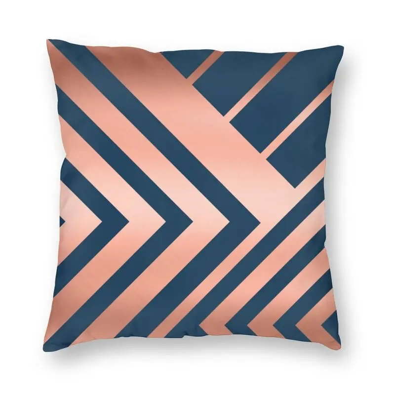 Темно-синий и медный золотистый Роскошный Чехол на подушку для дивана в гостиную классический квадратный чехол с геометрическим рисунком ...