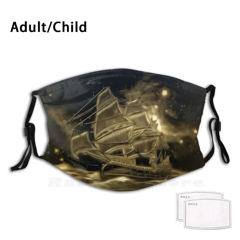 

A Digital Painting In An Old Print Style, Of A Sailing Battleship 17Th Through To The Mid-19Th Century Adult Kids Anti Dust