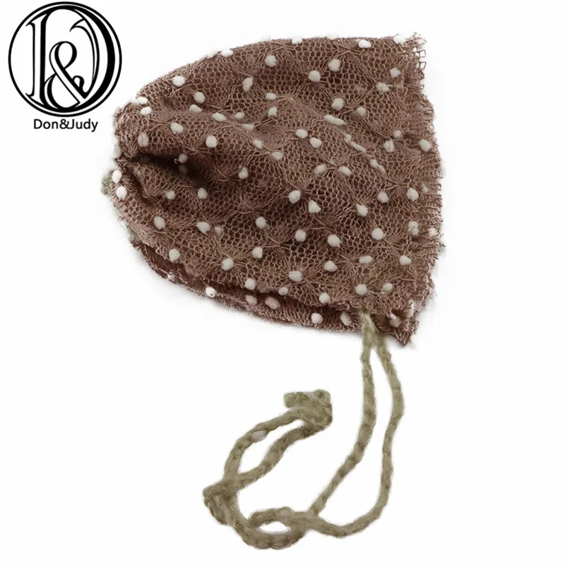 Vintage Soft Handmade Knitted Infant Bonnet with Small Bobble Dot for Newborn Baby Photo Shoot Props Photography Accessories | Детская