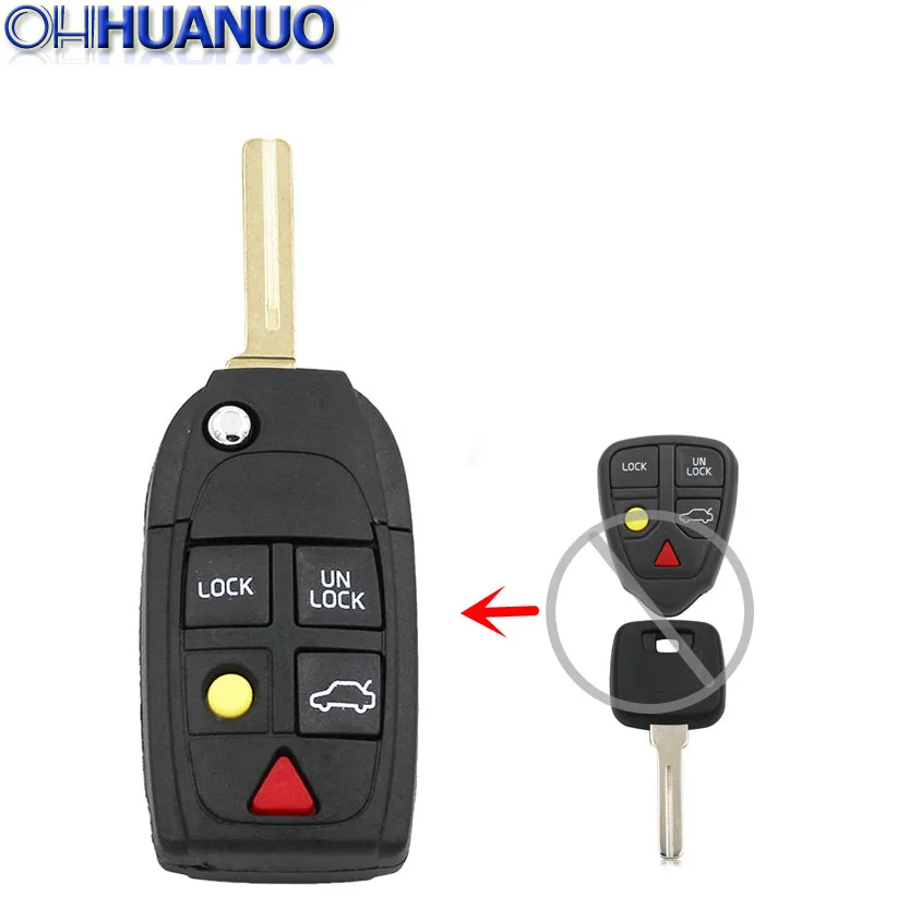 Модифицированный складной дистанционный ключ с 5 кнопками чехол для Volvo S60 S80 V70 XC70