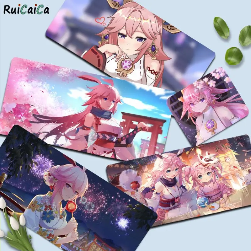 

Genshin Impact Yae Miko Mouse Pad Super Creative INS Tide Large Game Size for large Edge Locking Speed Version Game Keyboard Pad