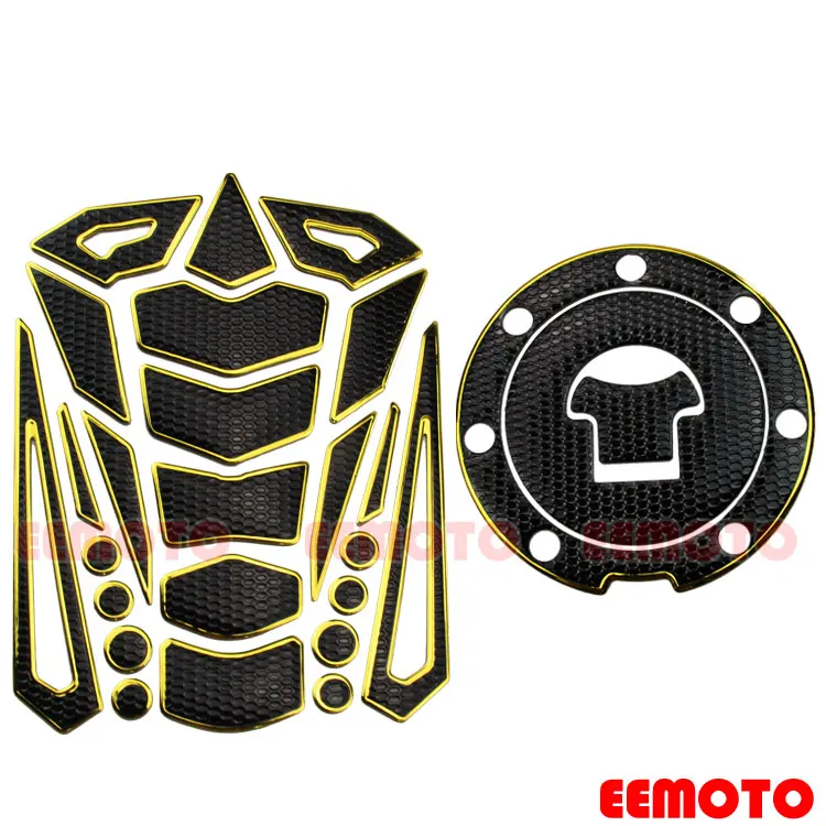 Type D Golden Топливный бак мотоцикла Pad Protector газа Кепки Pad Переводные картинки Honda CB CBR 400 600 919 929 954 1000 1300 RR RC51 SP1 SP2 - Цвет: Type D Golden