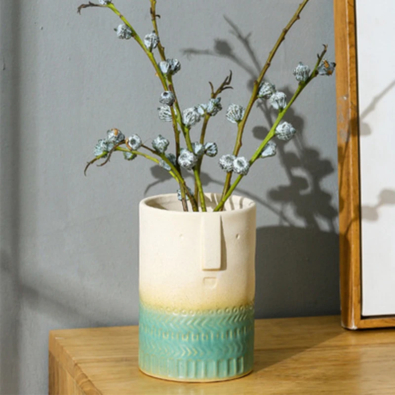 

Creative Face Vase Decoration Nordic Abstract Character Face Crafts Desktop Decoration Ceramic Flower Pot Home Decoration