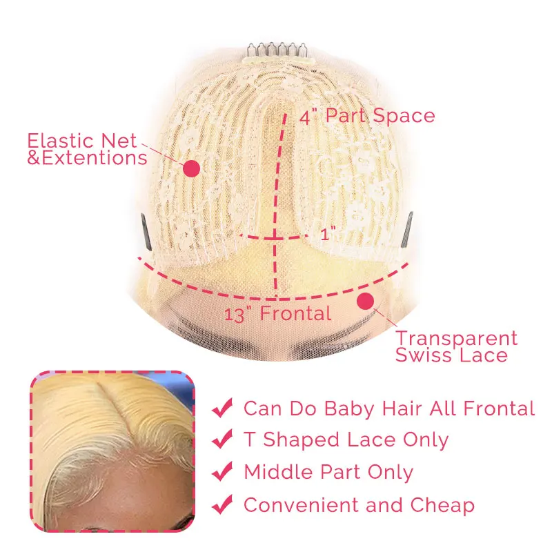 

Ombre Blonde Human Hair Short Bob Wig 13x1 Lace Part Wigs For Black Women Cosplay Straight Brazilian 100% Natural hair