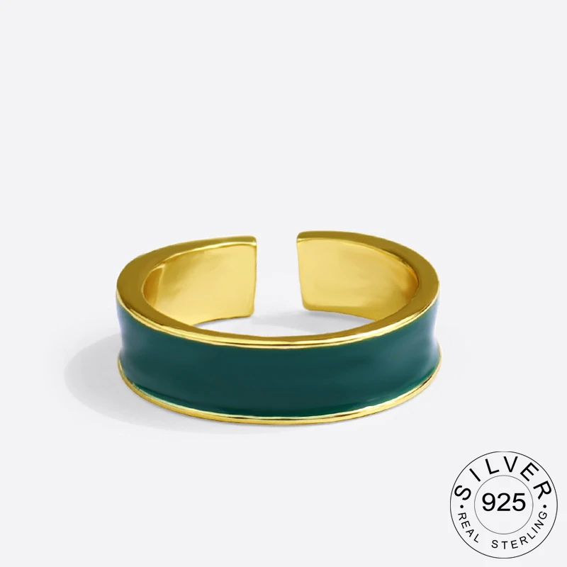 

925 серебряные кольца для женщин зеленый камень в винтажном стиле свадебное Трендовое ювелирное изделие больших регулируемых антикварные к...