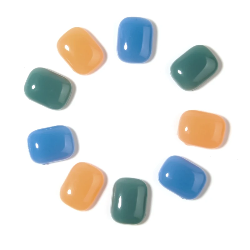 

50 шт., квадратные Кабошоны, 16 х12 мм, желтого/синего/светло-зеленого цвета