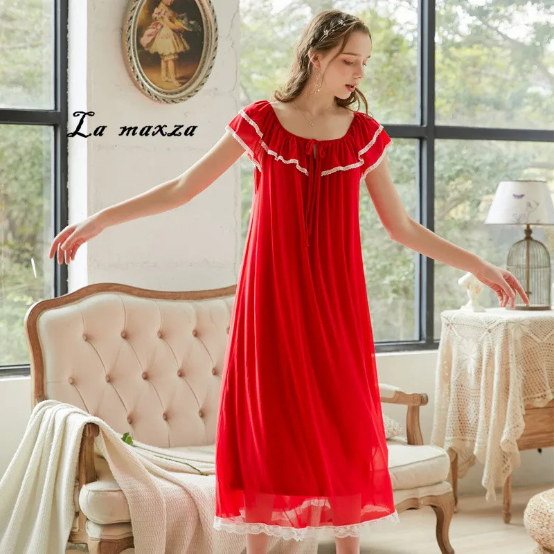 

Women Sleepwear 2020 Loose Lace Womens Long Nightgown Sleepwear Robe