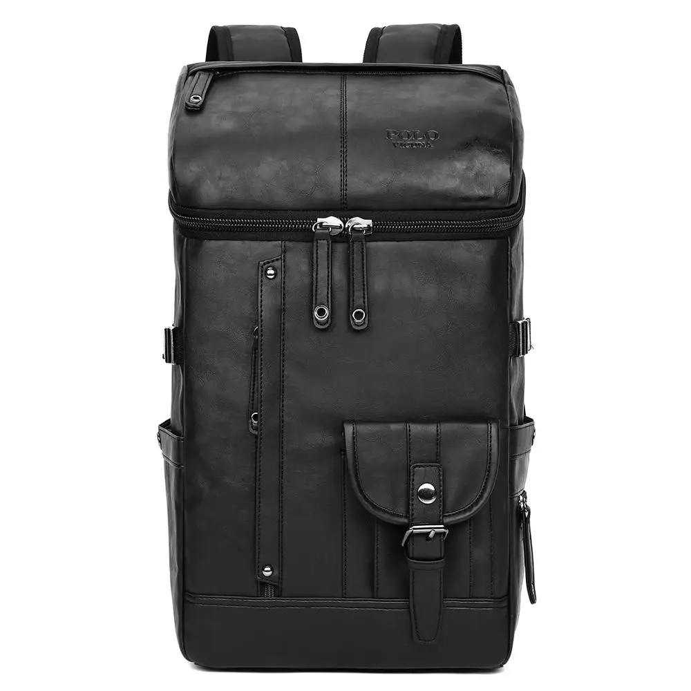 black VICUNA POLO, Большой Вместительный мужской рюкзак для путешествий, сумка, черный кожаный мужской рюкзак для путешествий, рюкзак для ноутбука, mochila masculina - Цвет: black