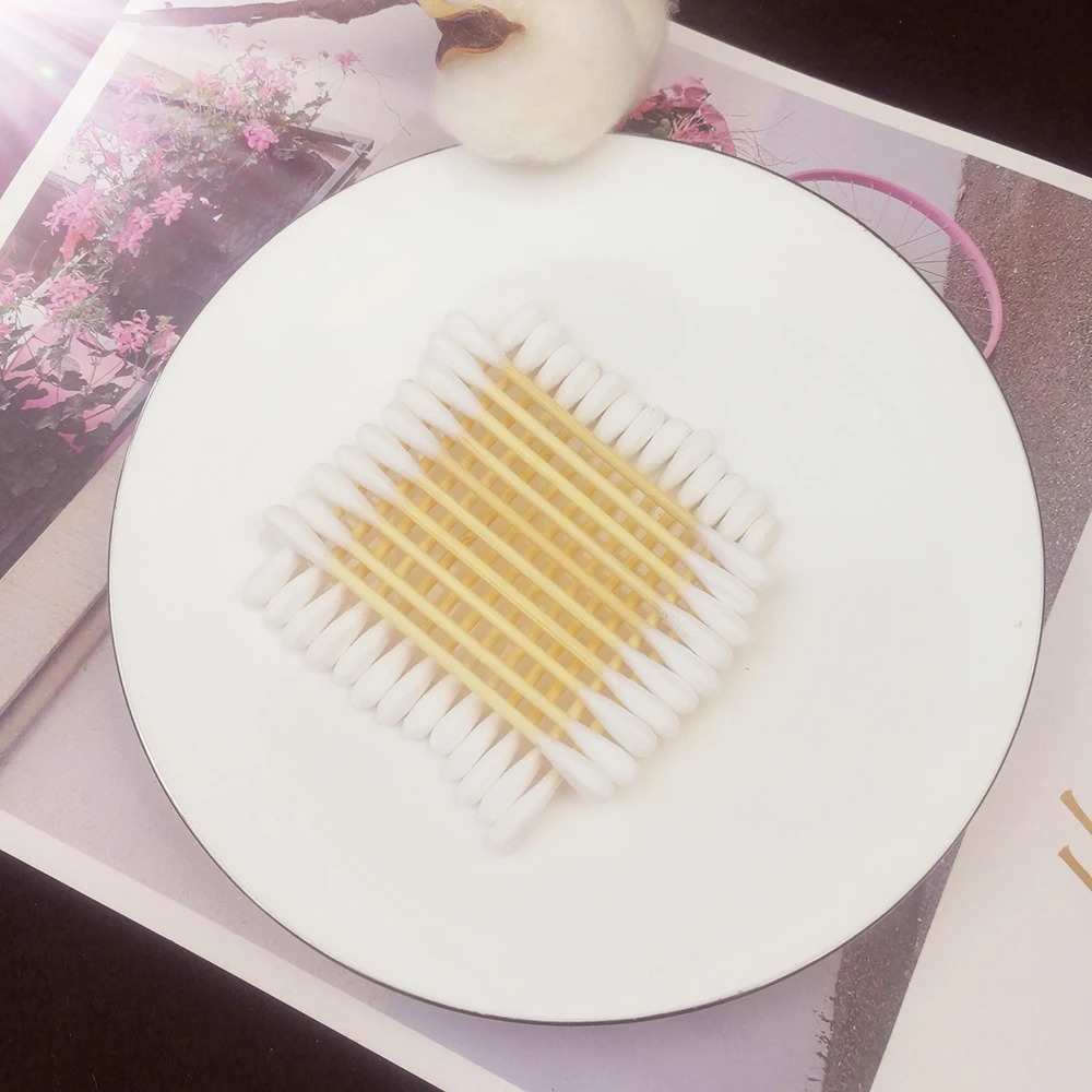 Бамбуковый ватный тампон с двойной головкой 100 шт./упак. женские ватные тампоны