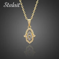 trendy fatima hand necklace for women black crystal evil eye pendant necklace jewelry for female wedding gift