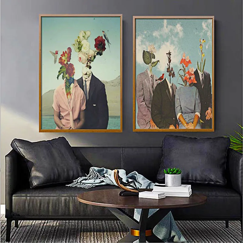 

Abstract Vintage Canvas Painting Wall Pictures Poster Wall Art Sofa Aesthetic Room Decor Figure Printed Poster and Prints Decor