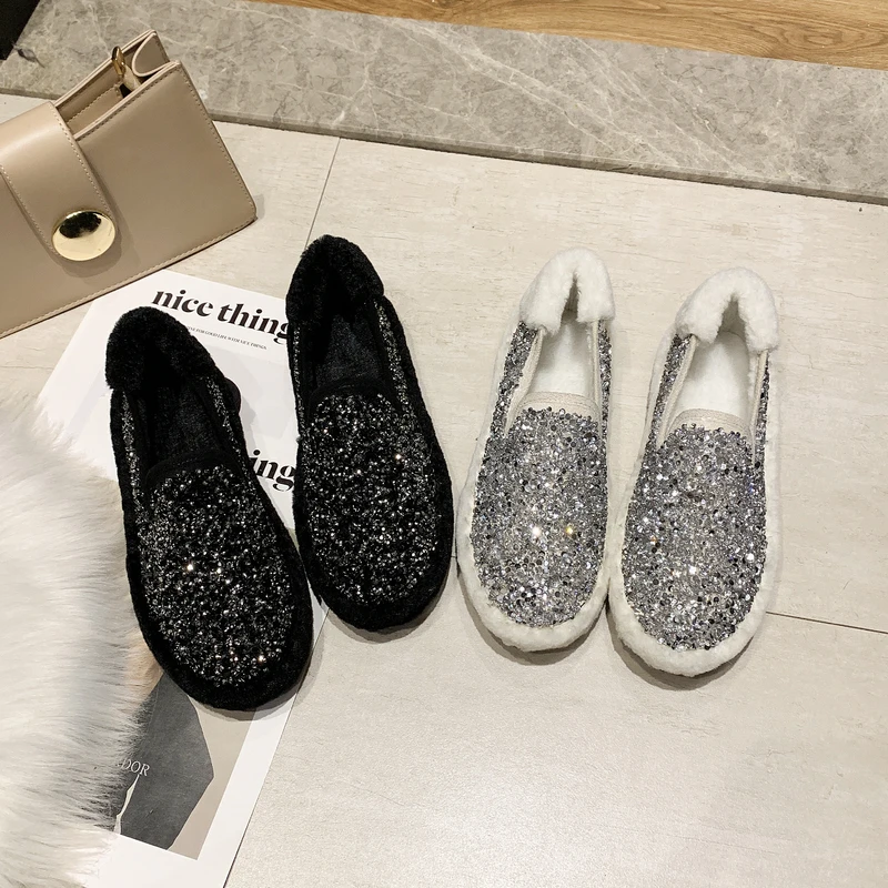 

Новинка 2020, зимняя одежда, обувь в горошек, женская обувь из хлопка и бархата, модные лоферы, женская обувь на плоской подошве, повседневная ж...