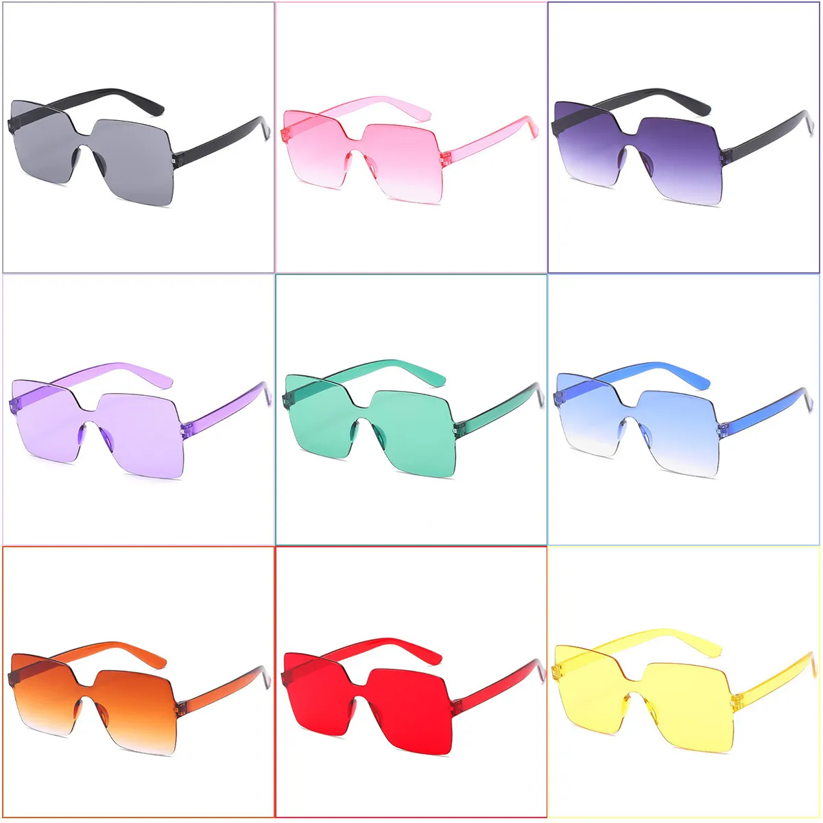 

Frameless Transparent Sunglasses Square Glasses Fashion Sunscreen Eyeglasse