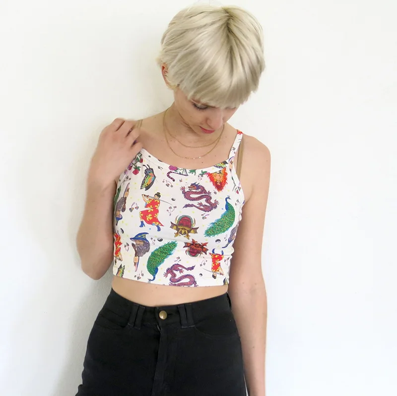 2020 женская летняя модная повседневная майка тонкий укороченный жилет с животным