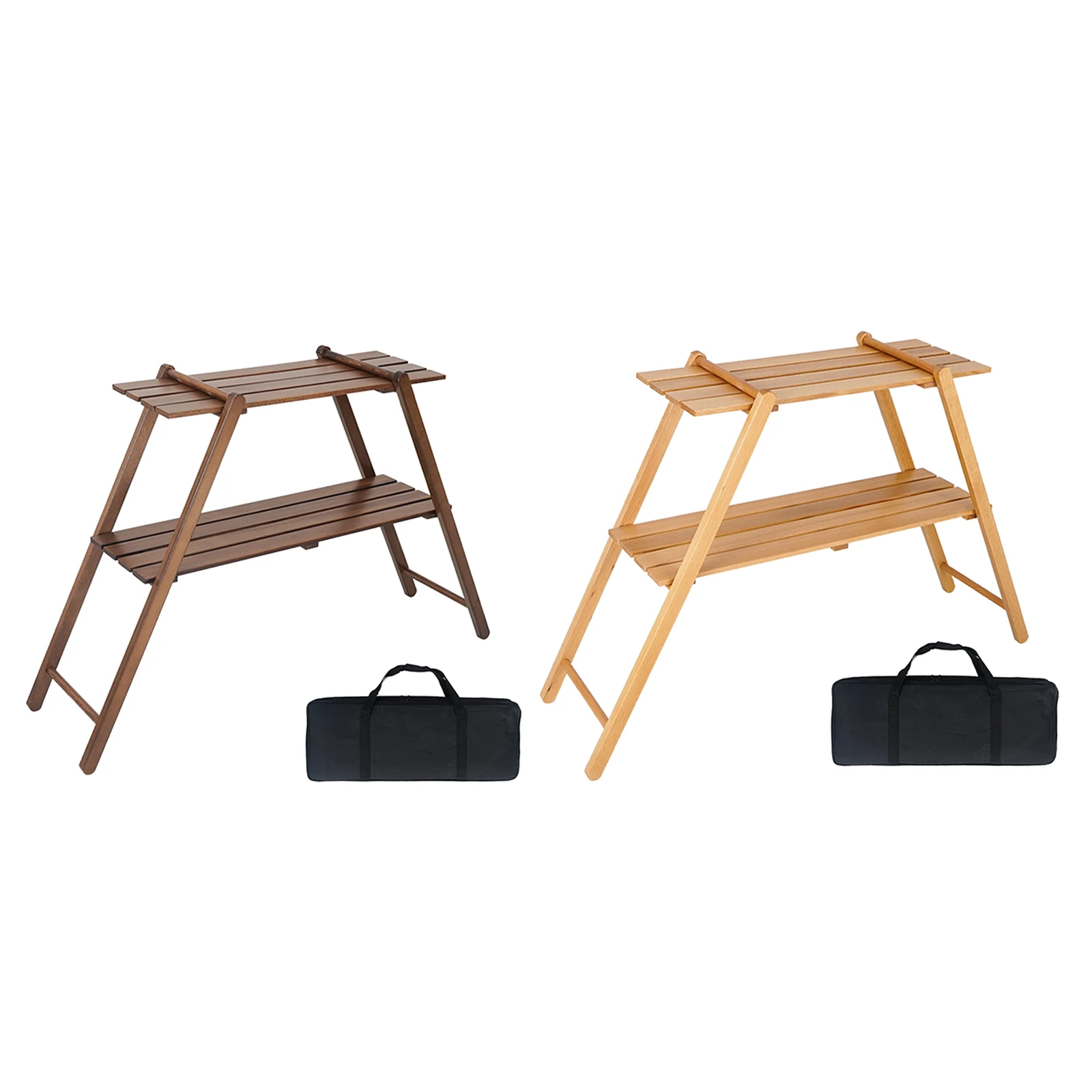 

Уличная Складная полка, 2-х Уровневый стеллаж для хранения, многофункциональная портативная складная подставка, деревянный стол для кемпин...