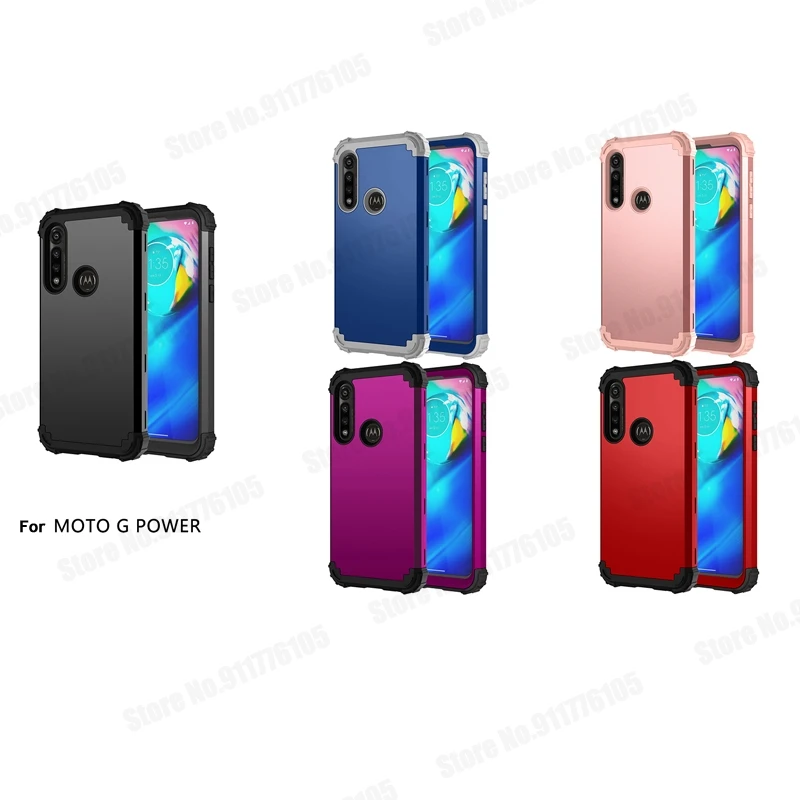 

Hybrid Silicone Bumper Phone Case For Motorola MOTO G Power 2021 3 in 1 Heavy Duty Protection Back Cover Shockproof Phone Case