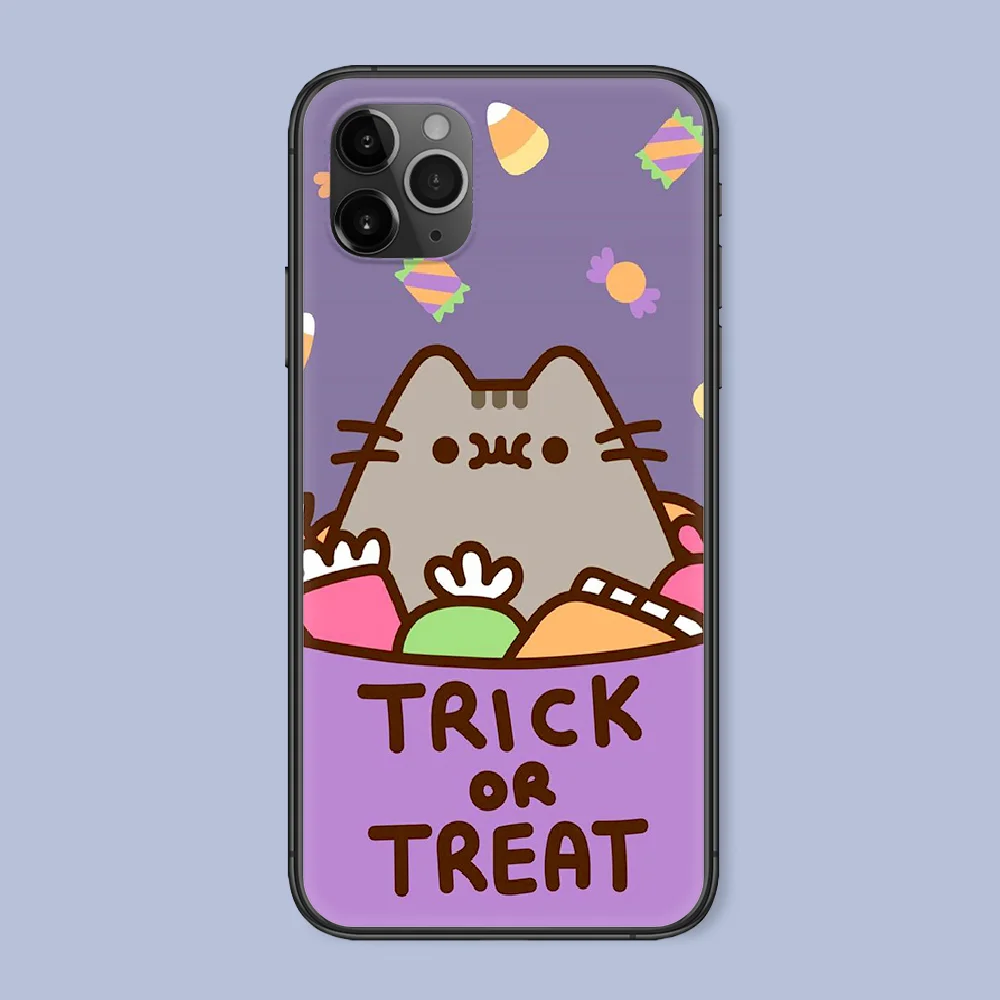 

Cute Pusheen Cat Phone Case For Iphone 4 4s 5 5S SE 5C 6 6S 7 8 Plus X XS XR 11 12 Mini Pro Max 2020 black Cover Fashion Cell