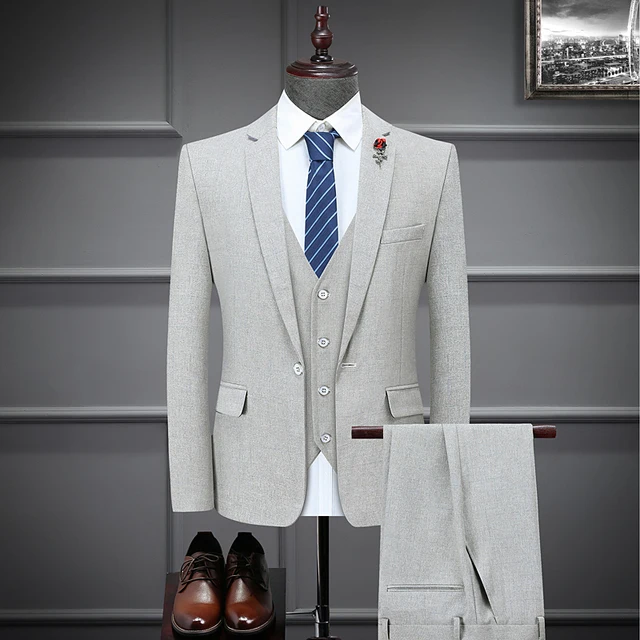

New Fashion Groom Wedding Dress Suits / Men's Casual Business 3 Piece Set Jacket Coat Trousers Blazers Pants Vest Waistcoat 2021