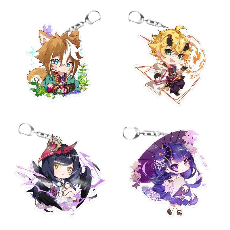 

Game Genshin Impact New Figure THOMA Gorou Raiden Shogun Kujo Sara Cosplay Acrylic Key Chain Cute Cartoon Model Fans Gifts
