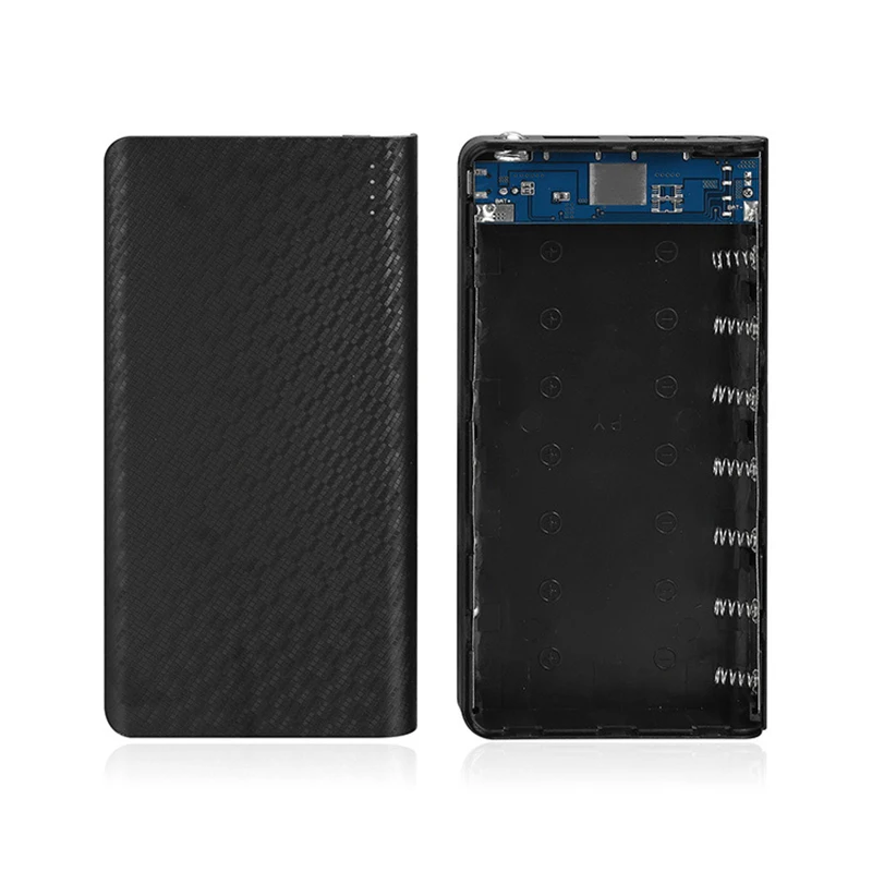 Black No Battery 20000 мАч 7*18650 Внешний Аккумулятор Чехол DIY чехол для зарядного устройства с светодиодный светильник 2 usb порта Внешний корпус зарядного устройства для мобильного телефона - Цвет: Black No Battery