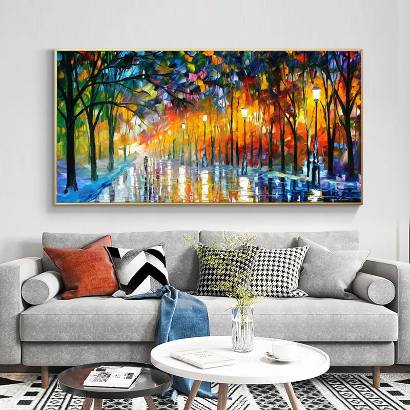 

Abstract Landscape Canvas Painting Wall Art Posters And Prints water-color street Rainy landscape Wall Art Pictures Room Decor