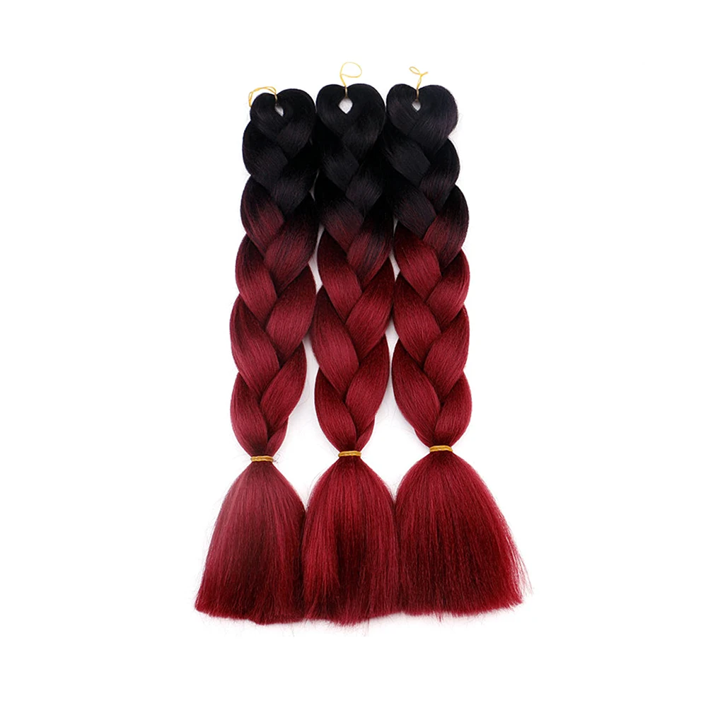 2022 New 100g Braiding Synthetic Jumbo Box Braids Black Gray Purple Blue Green Blonde Brown Crochet Hair Extensions |