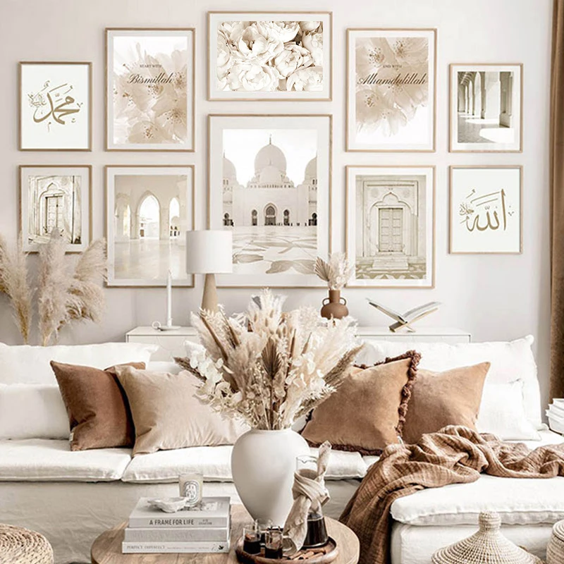 

Современный исламский цветочный постер, холст, печать, дверь марокканской мечети, настенная живопись, богемский бежевый декор, картина, дизайн домашней комнаты
