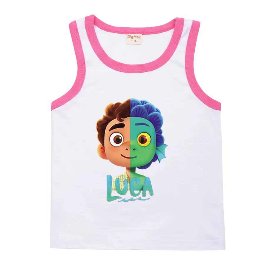 

Cartoon Moive Luca Print Summer Clothes Kids Girl Cotton Vest Baby Boy Sleeveless O-ndck Tshirts Teen Girls Casual Sportswear