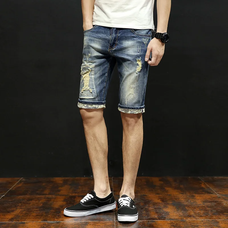 KSTUN рваные джинсы мужские шорты летние зауженные уличная одежда хип хоп Короткие