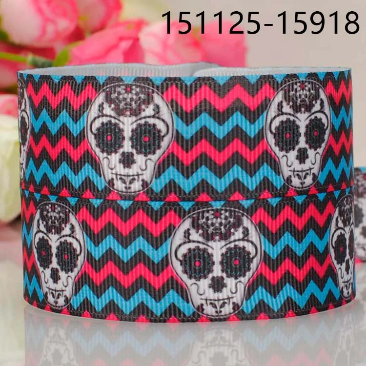 random delivery 1&quotand 7/8&quot 5/10/20 yards skull head ribbon printed grosgrain big promotion | Дом и сад