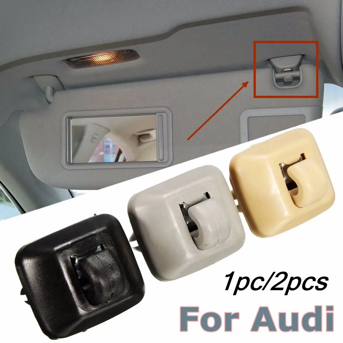 Новый 2 шт. черный/серый/бежевый Внутренний солнцезащитный козырек вешалка крюк