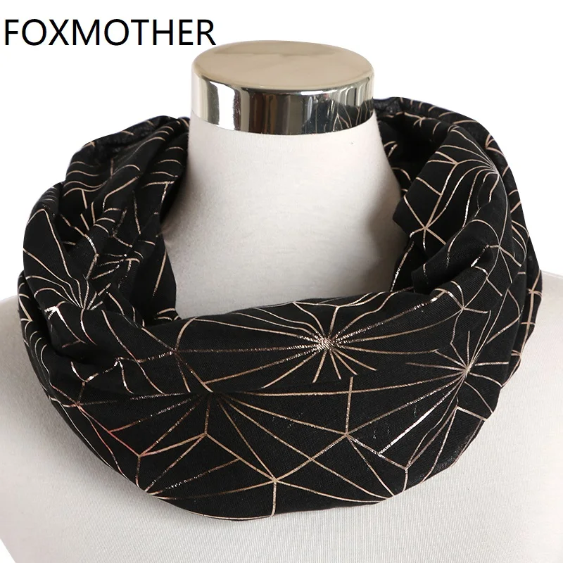 FOXMOTHER фиолетовый кофе фольга Золотая паутина плед хиджаб шарф блестящая шаль Кольцо снуд аксессуары Mujer Foulard Femme