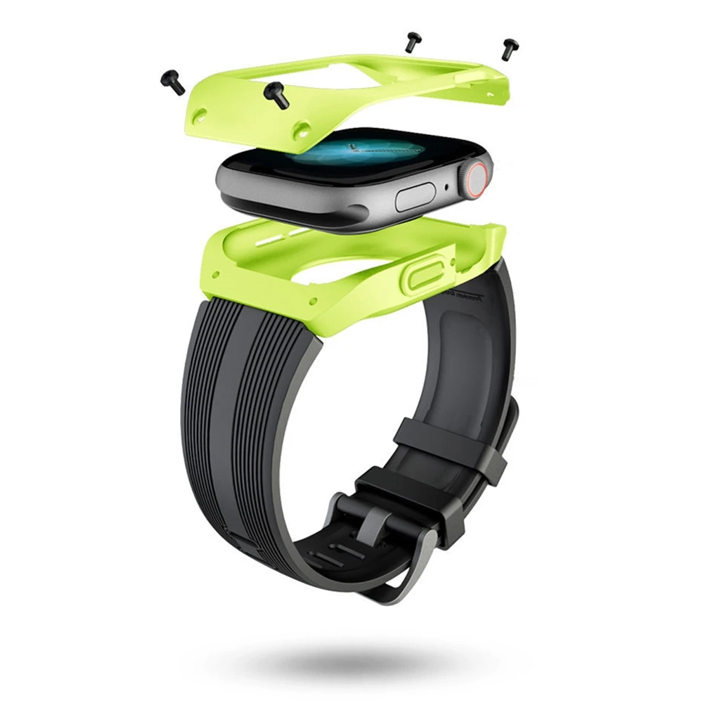 ПК Защитный чехол с Силиконовый ремешок для наручных часов Apple Watch версии SE/6/5/4/3