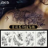 2021 tattoo flowers korean black white tattoo stickers waterproof sweat lasting sexy come temporary tattoos for women body art