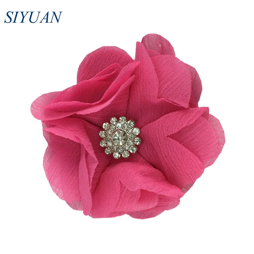 20-rose 120 шт./лот,, 6 см, ткань, шифон, цветы, стразы, на пуговицах, для девушек, на каждый день, головные уборы, свадебные аксессуары TH301 - Цвет: 20-rose