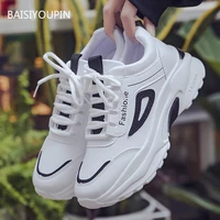 fashion new women shoes springautumnwinter 5 5cm high casual flat with round toe lace up shallow student female shoes sneaker