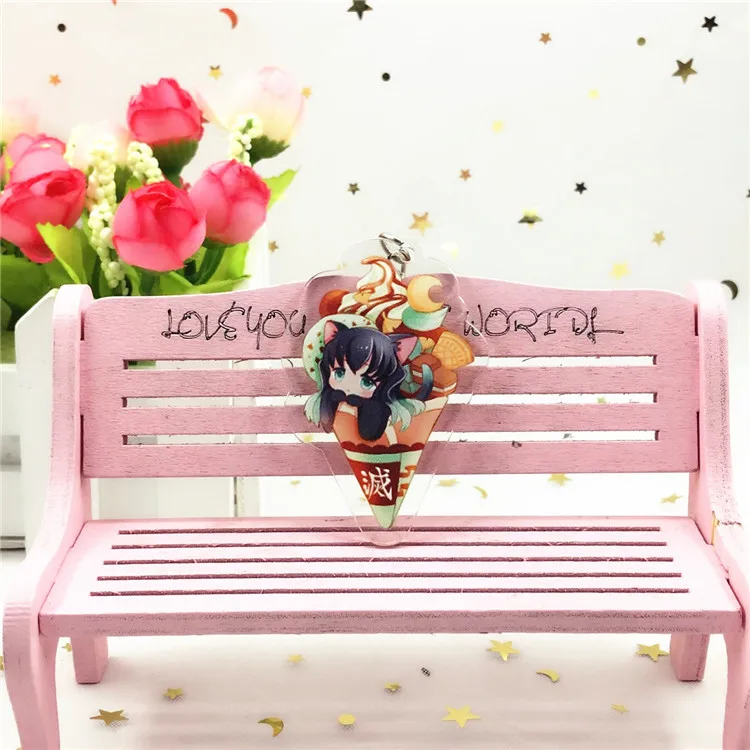 

12Styles Demon Slayer Kimetsu No Yaiba Tanjirou Nezuko Zenitsu Giyuu Obanai Mitsuri Keychain Blade of Ghost Cute Acrylic Keyring