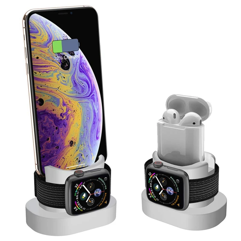 Силиконовая подставка для Apple держатель стойка для Apple Watch 4 для iPhone Xs Max подставка для наушников Аксессуары