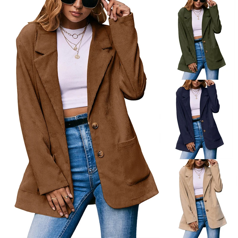 

Kayotuas Women Blazers With Pocket Long Sleeve Notched Lapel Business Formal Work Open Stitch Button Cardigan Streetwear